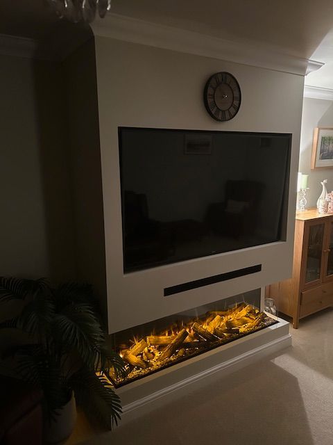 new forest 1600 electric fire in a media wall false chimney