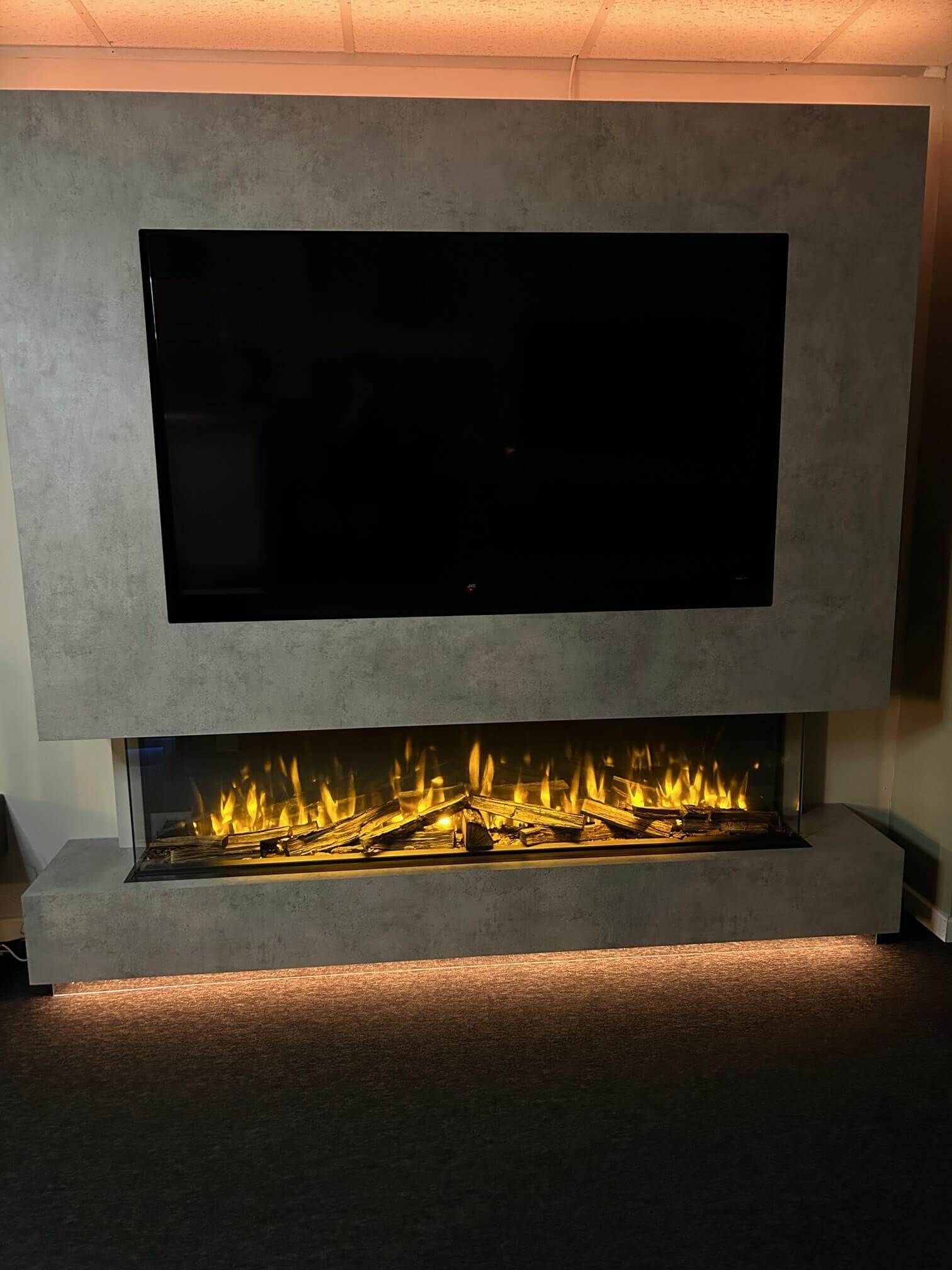 a media wall on display in alcester at media wall fires showroom