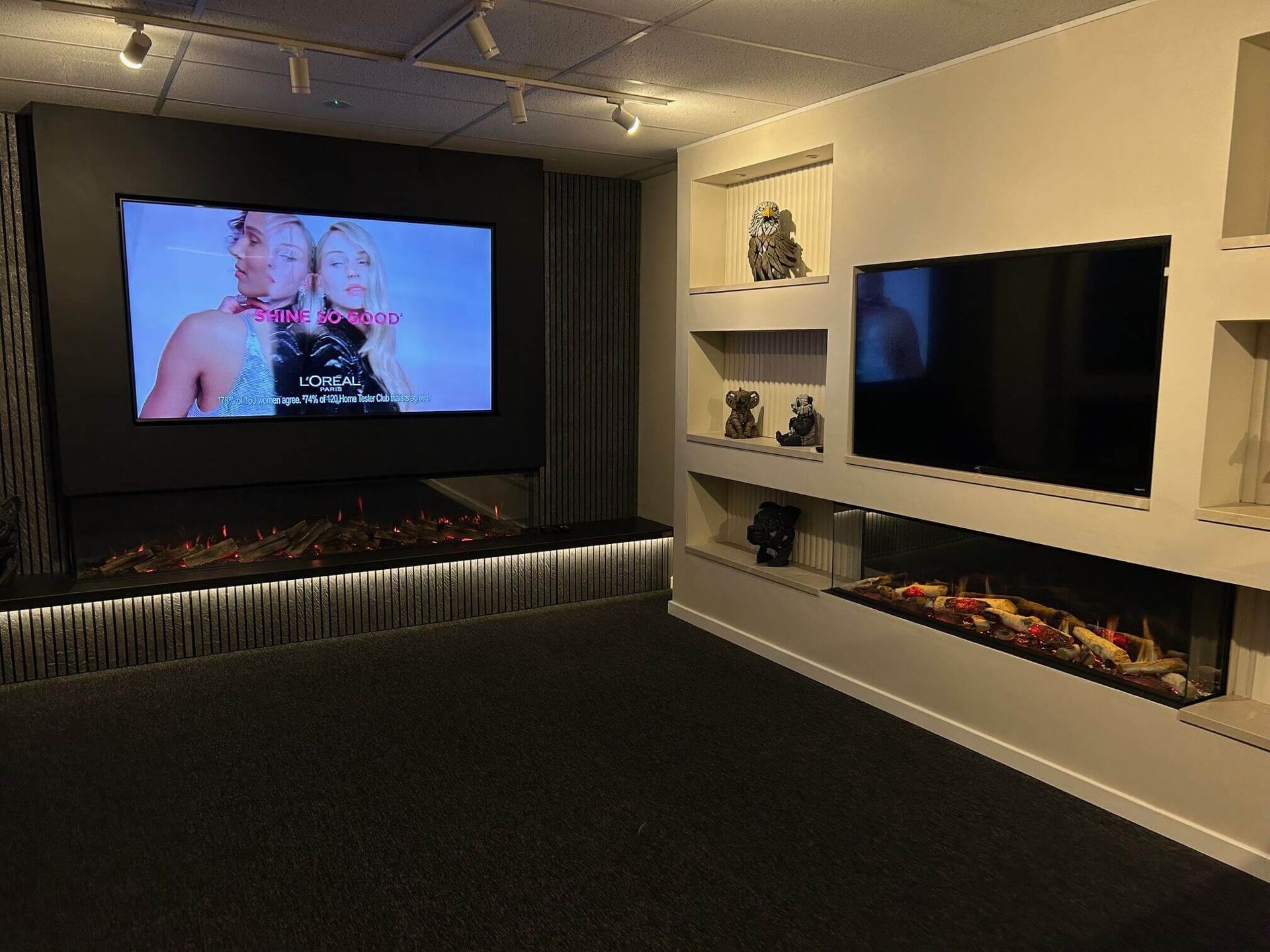 Modern electric fire showroom display