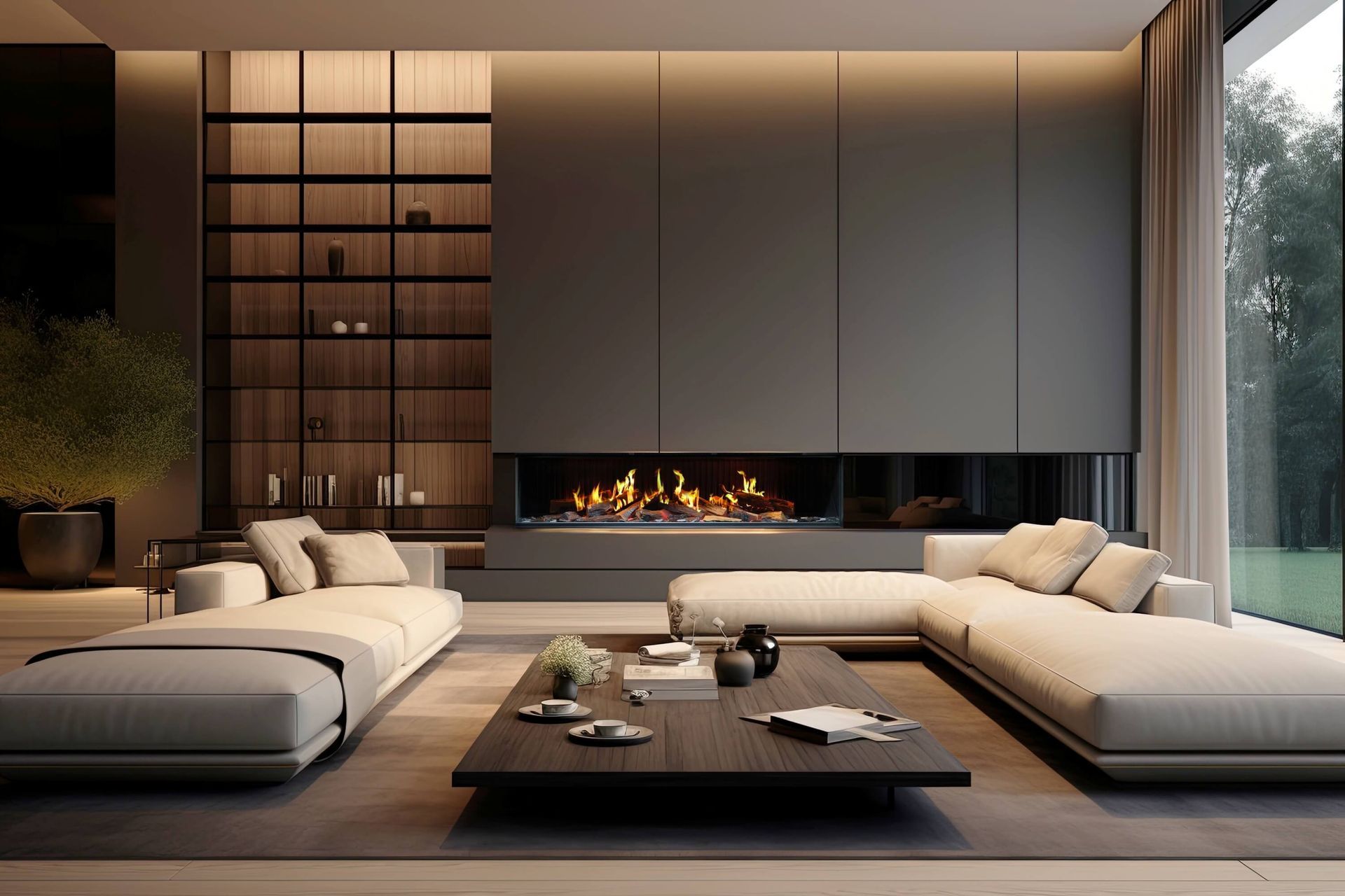 Vision Fires Solus iX18 realistic flames. media wall fires