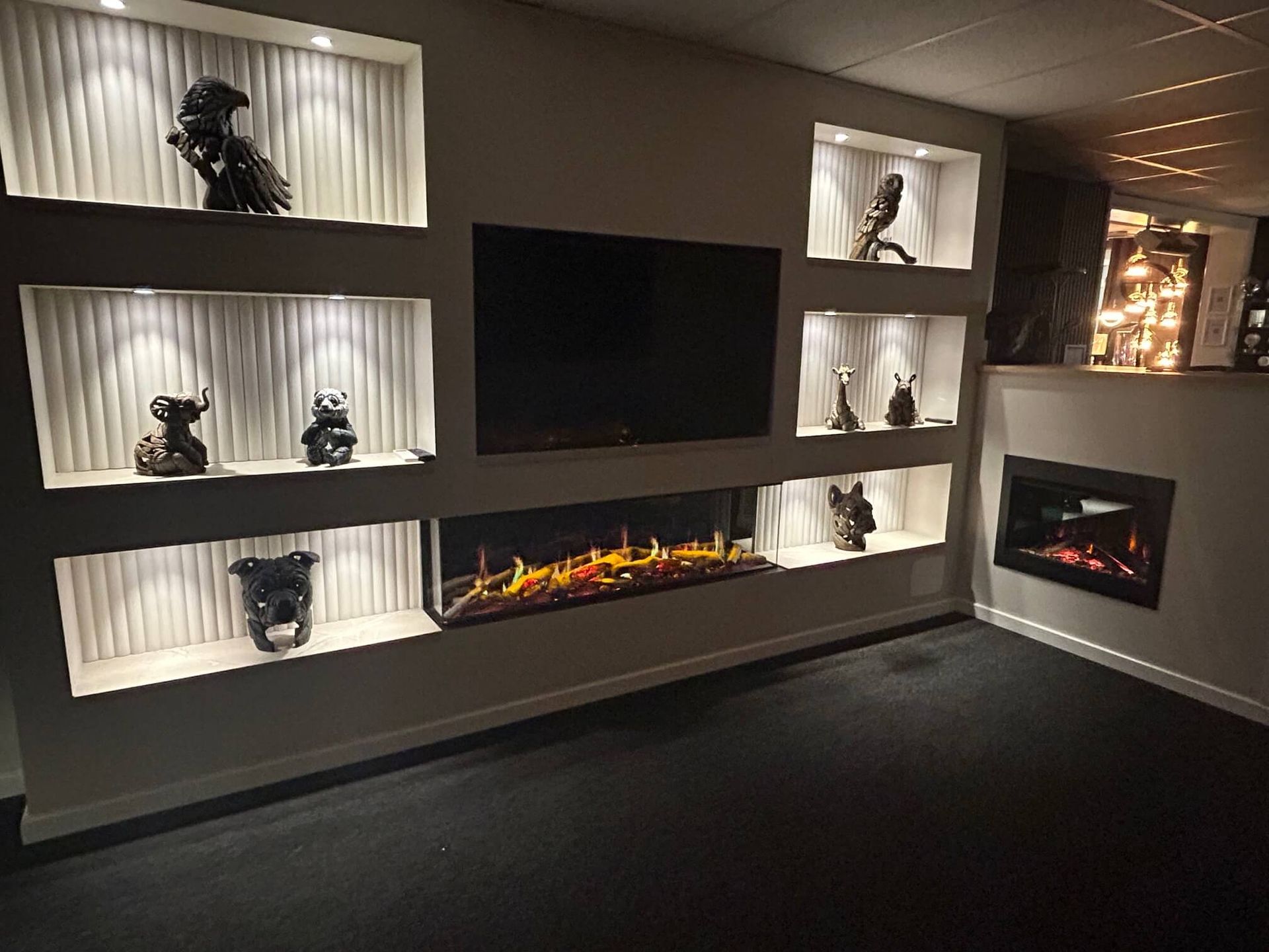 lovely neutral media wall with state of the art electr fire at media wall fires