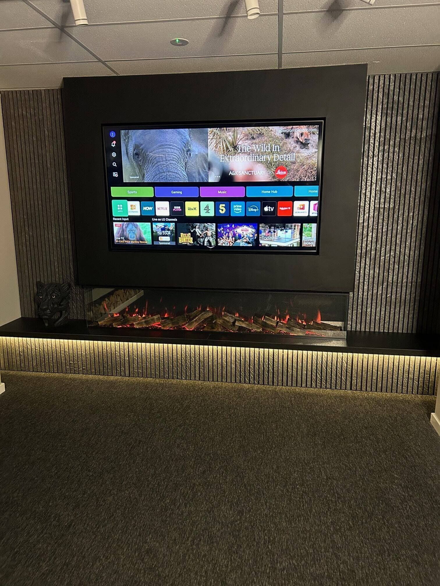 vision fires vs220 feature wall display at media wall fires alcester
