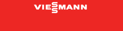 Logo Viessmann in bianco su sfondo rosso