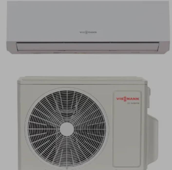 Unità interna a parete Viessmann, da installare sopra un'unità esterna condensatrice per condizionatore d'aria abbinata.