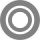 A gray circle with a white circle in the middle on a white background.