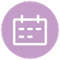 A white calendar icon in a purple circle.