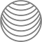 A black and white drawing of a striped ball on a white background.