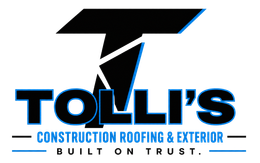 Logo for Tolli's Construction: Black, angled "T" with light blue outline, company name, "Built on trust" tagline.