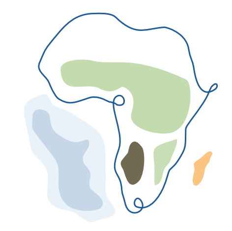A drawing of a map of africa with a blue line going through it.