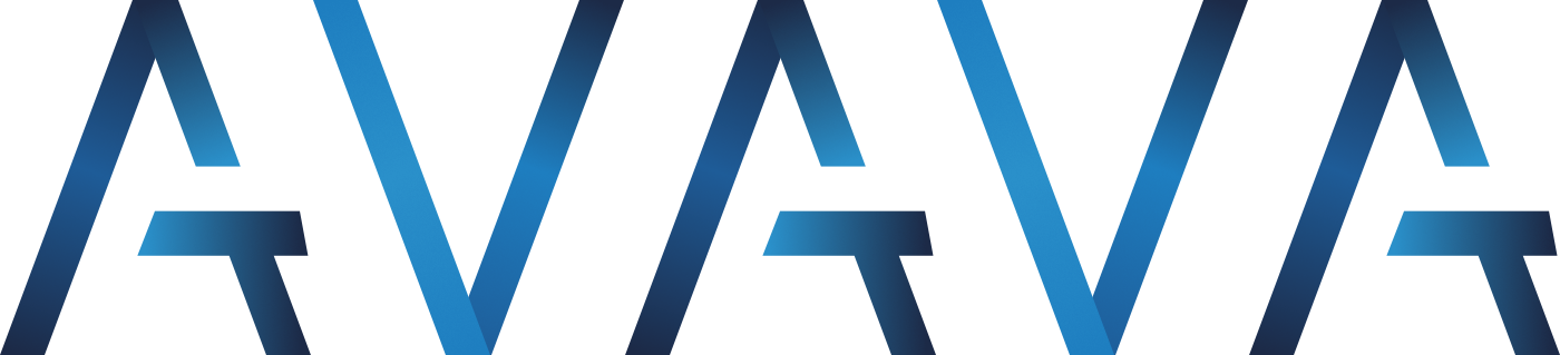 A blue and white logo for avava on a white background.