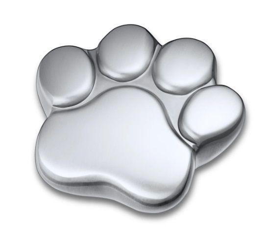 Silver paw print.