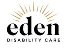The logo for eden disability care is a sun with rays coming out of it.