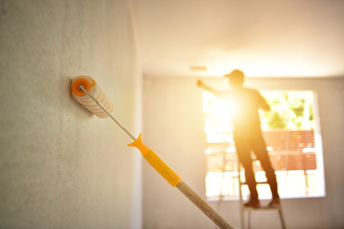 painting an indoor wall with sunset