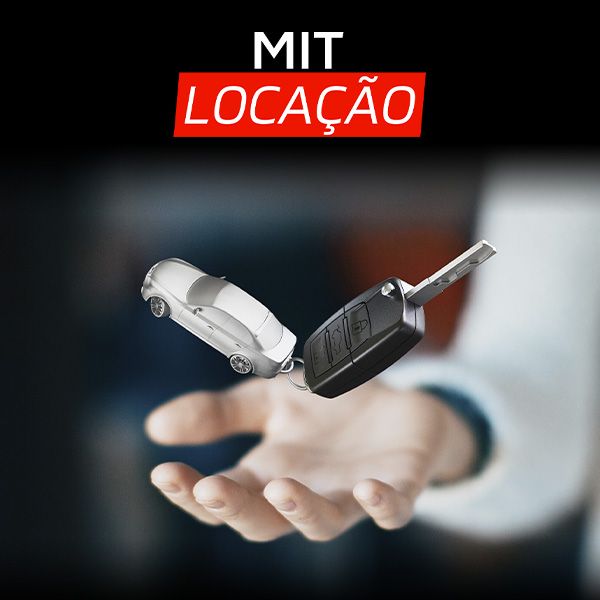 Uma mão segurando um carro flutuante e uma chave de carro, com o texto