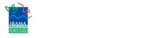 Logotipo com formas abstratas em verde, azul e vermelho, com os textos