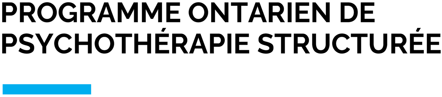 Logo du Programme de psychothérapie structurée Ontario, présentant le nom du programme en texte noir avec un soulignement bleu.
