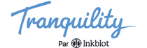 A blue and white logo for tranquility par inkblot