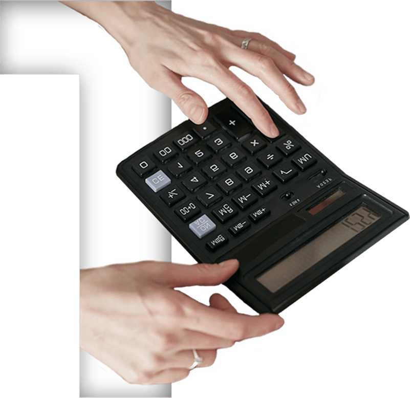 Number 1 with a hand using a calculator