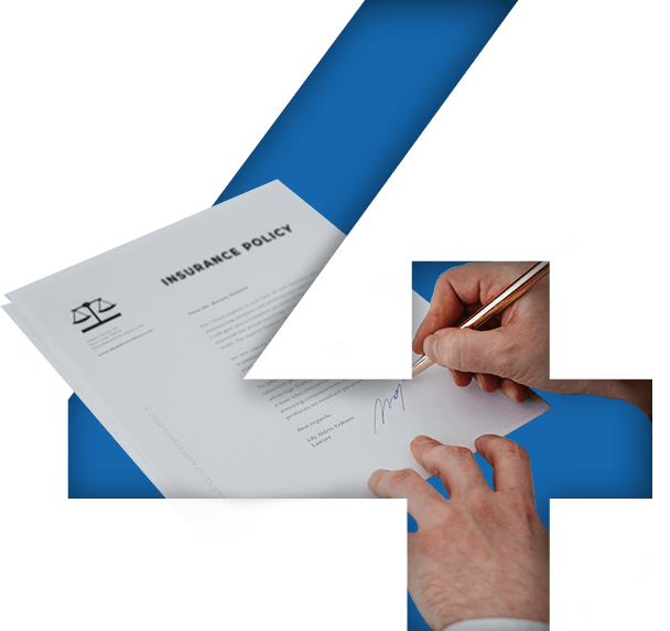 Number 4 with a hand singing an insurance document