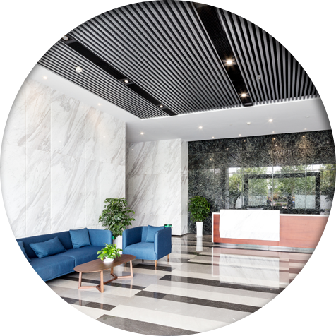 A well-maintained office lobby
