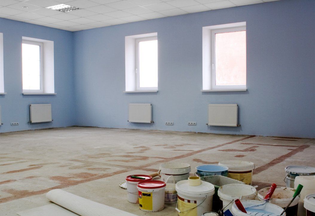 Empty office space after construction in need of cleaning
