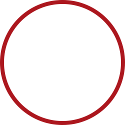 Warehouse icon with loading docks, enclosed in a red circle on a blue background.
