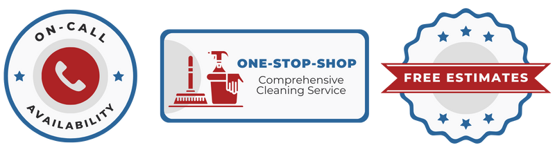 A picture of three logos for a cleaning service.