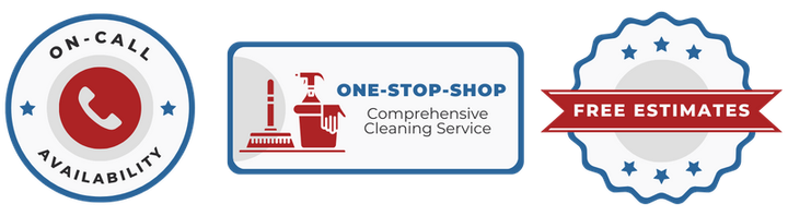 A picture of three logos for a cleaning service.