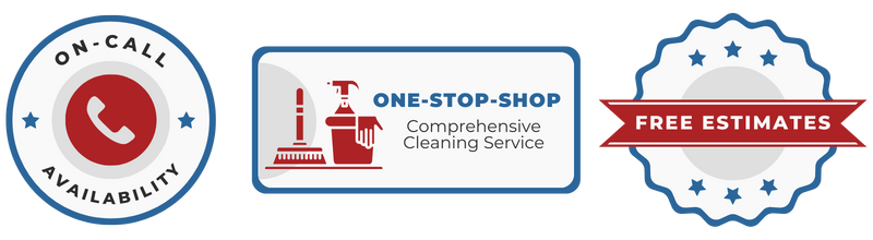 A picture of three logos for a cleaning service.