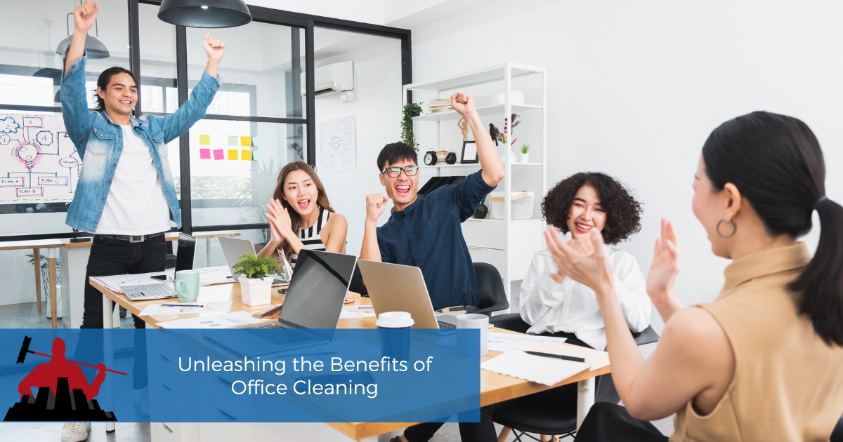 Happy business people working in an office
