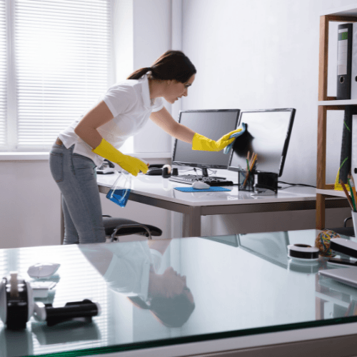 cleaning the office area