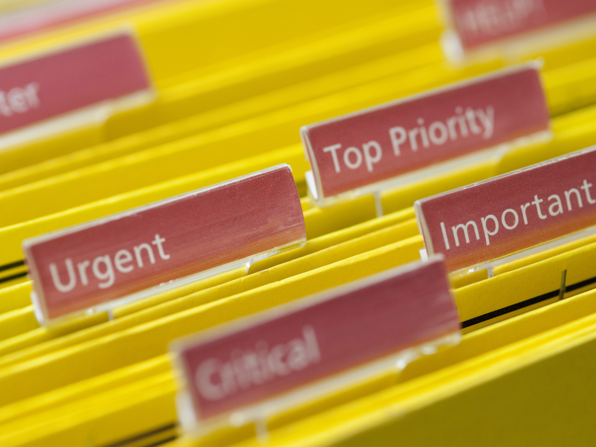 close up view of folders with labels
