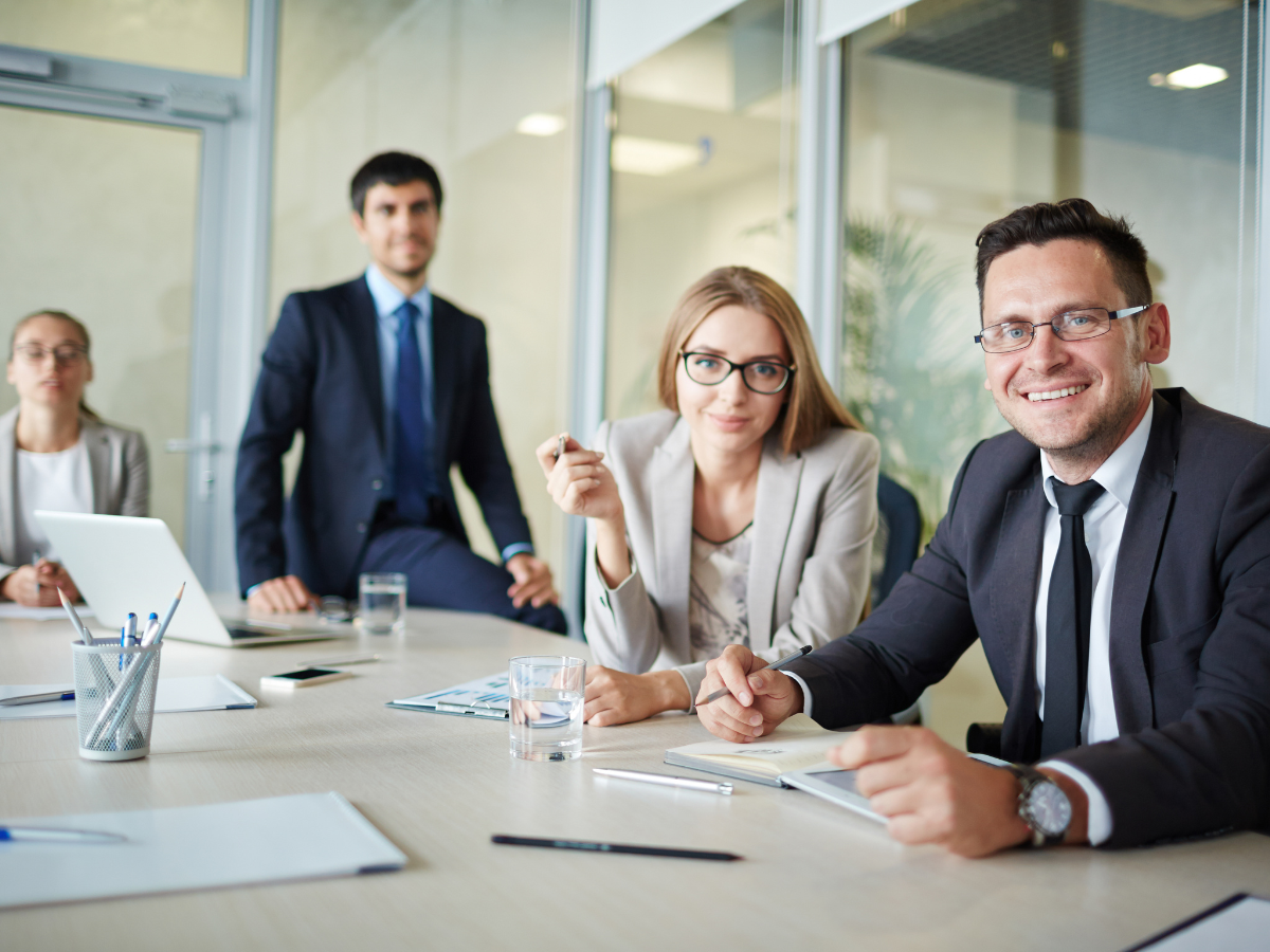 business team in during office meeting
