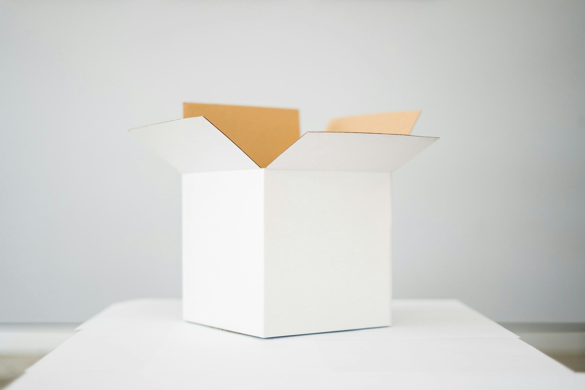 a white box on a white table