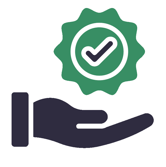 A hand is holding a check mark in a circle.