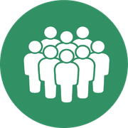 A group of people standing next to each other in a green circle.