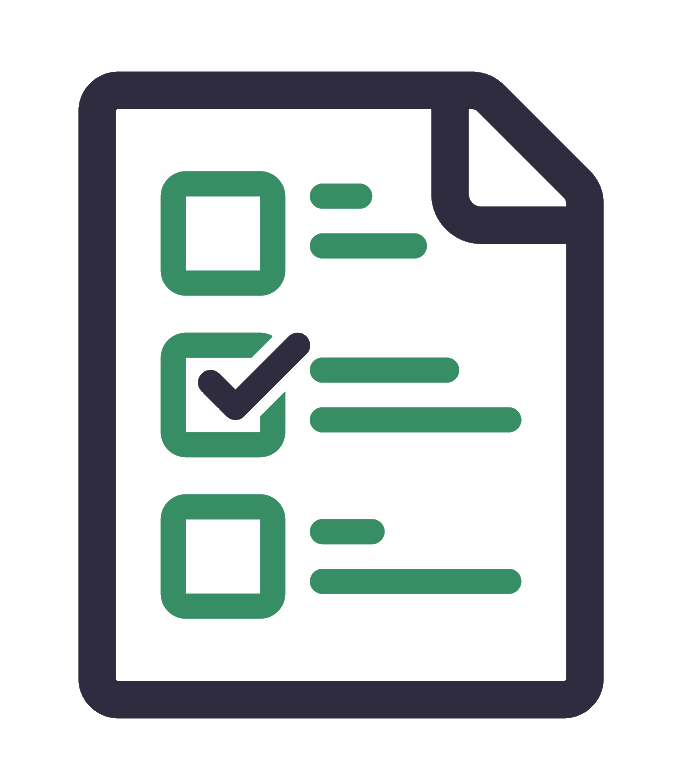 An icon of a checklist with a check mark on it.
