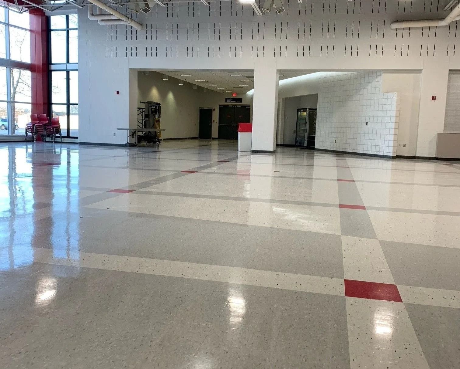 School with a freshly waxed, shiny floor