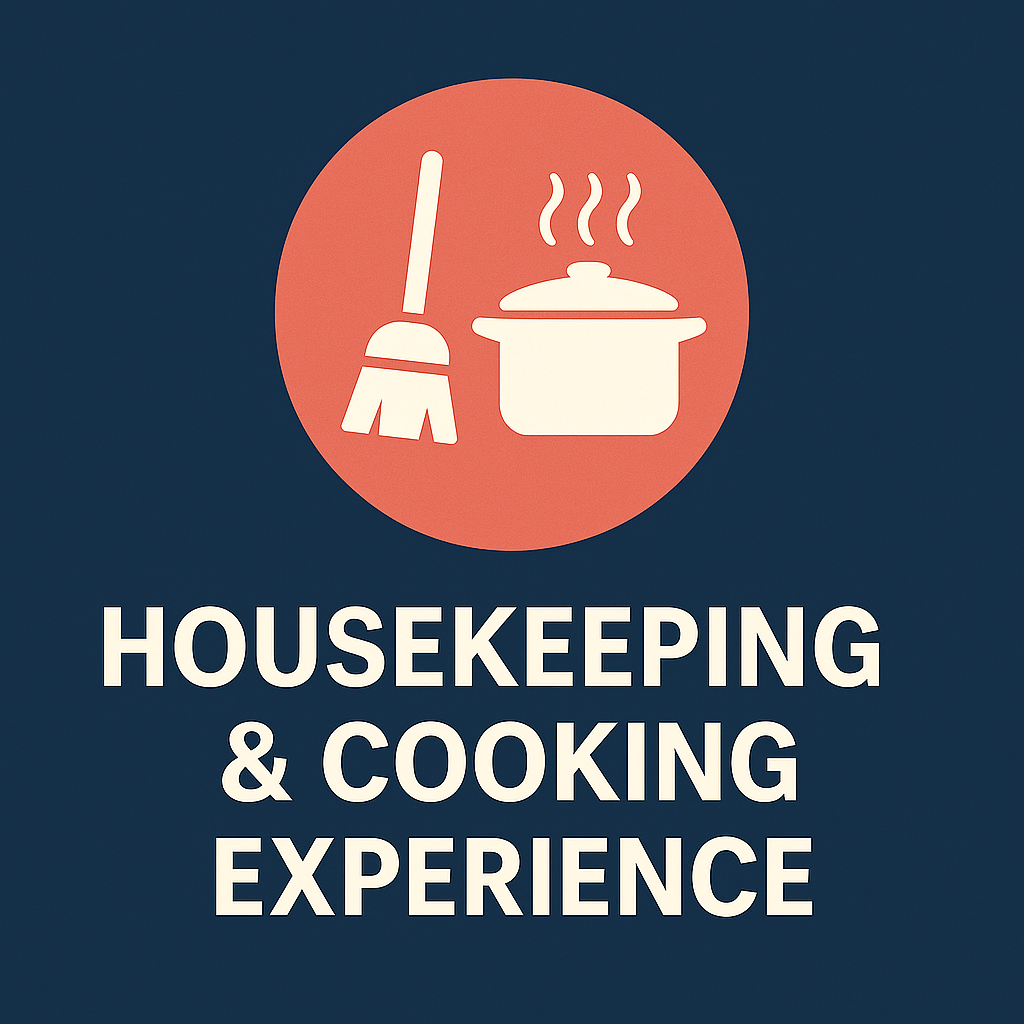 A logo for a housekeeping and cooking experience.