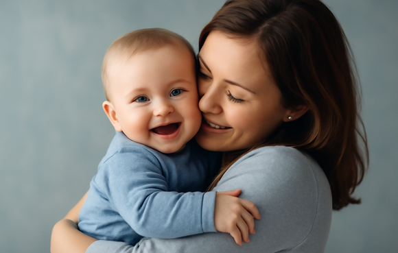 Speak to our consultants at no cost A woman is holding a baby in her arms and the baby is smiling.