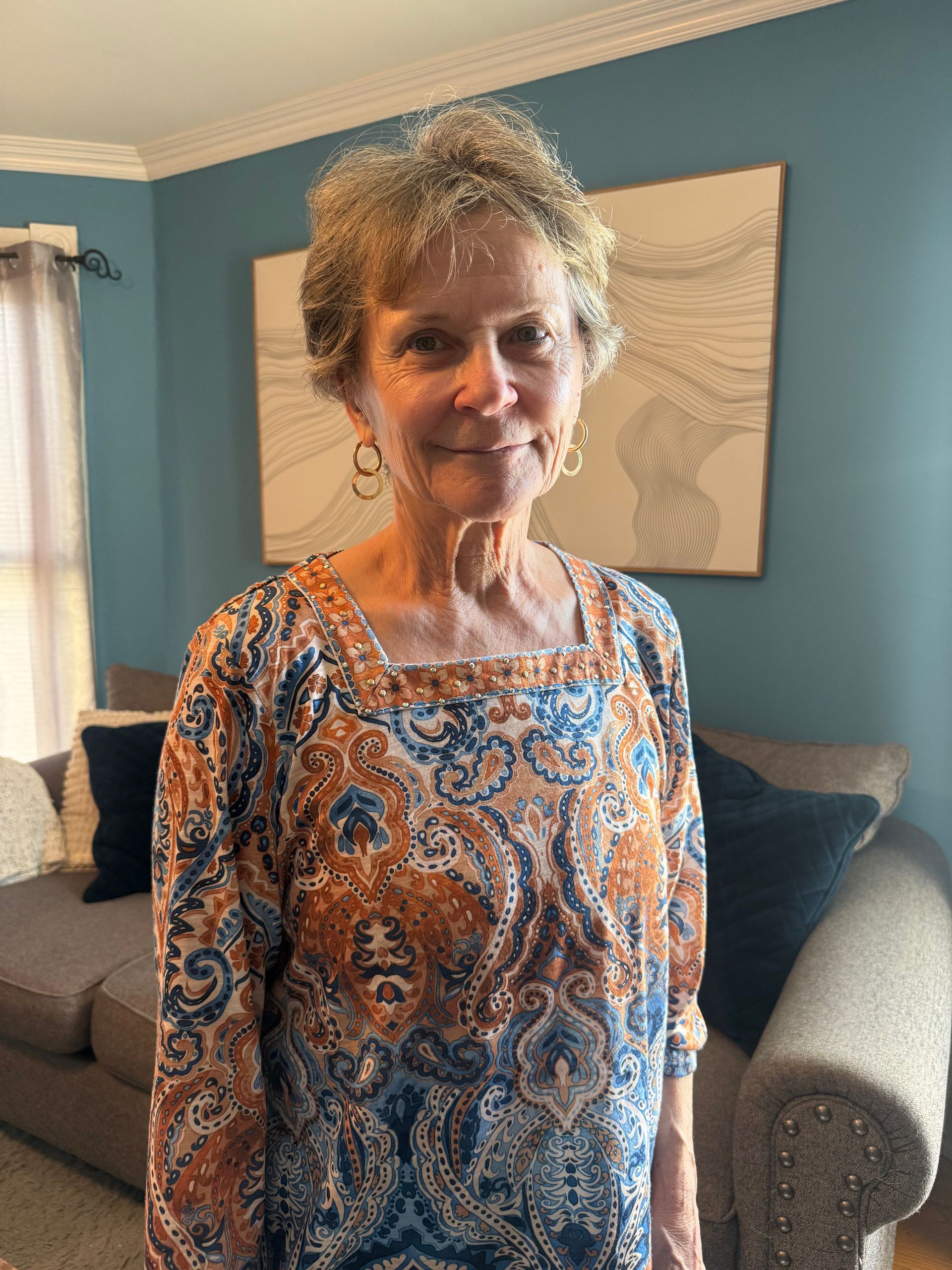 A woman smiling 