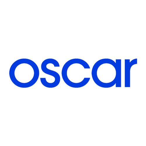 A blue oscar logo on a white background