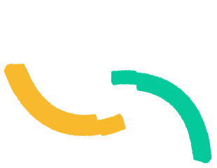 A yellow and green arrow pointing in opposite directions on a white background.