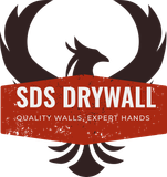 A logo for sds drywall quality walls expert hands