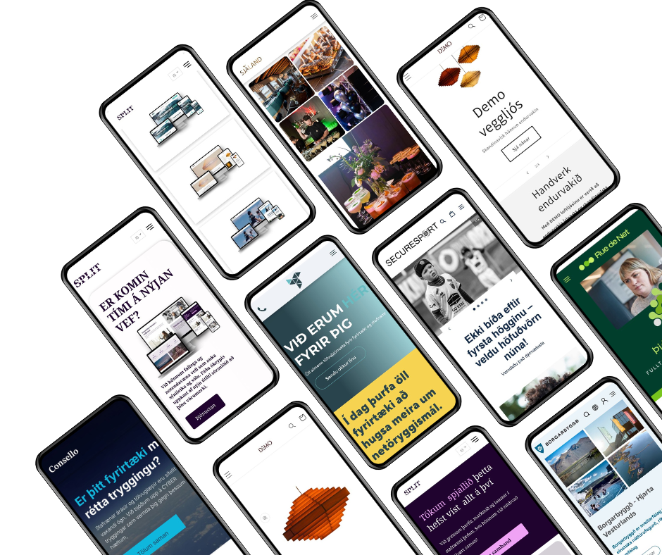 Vefhönnun, vefþróun, nýr vefur responsive. Síma, spjaldtölvu, fartölu
