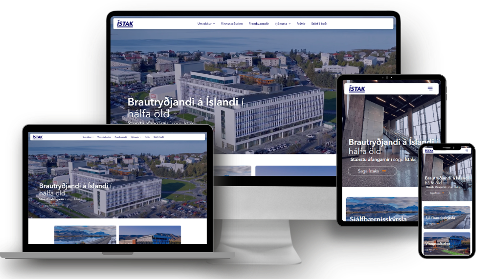 Vefhönnun, vefþróun, nýr vefur responsive. Síma, spjaldtölvu, fartölu