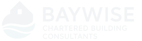 Pale logo reading “BAYWISE Chartered Building Consultants” with a stylized house icon