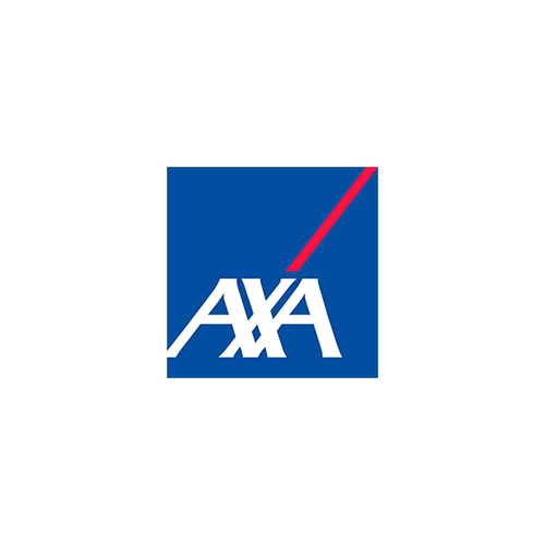 O logotipo da AXA: um quadrado azul contendo o texto branco 