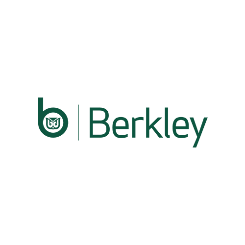 O logotipo da Berkley em verde escuro, apresentando um ícone com a letra 