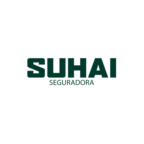 O logotipo verde-escuro da Suhai Seguradora apresenta a palavra SUHAI em letras grandes e em negrito acima da palavra SEGURADORA.